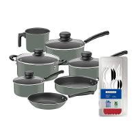 Conjunto de Panelas 7 Peças Tramontina Versalhes Starflon Max Verde + Faqueiro 12 Peças Tramontina Leme Vermelho - 1