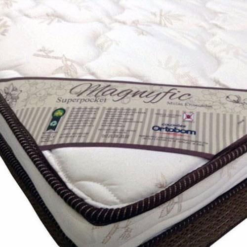 Cama Box de Casal Ortobom Magnyfic com Ortopillow e Molas Ensacadas 65x138x188cm - Marrom/Bege - 5