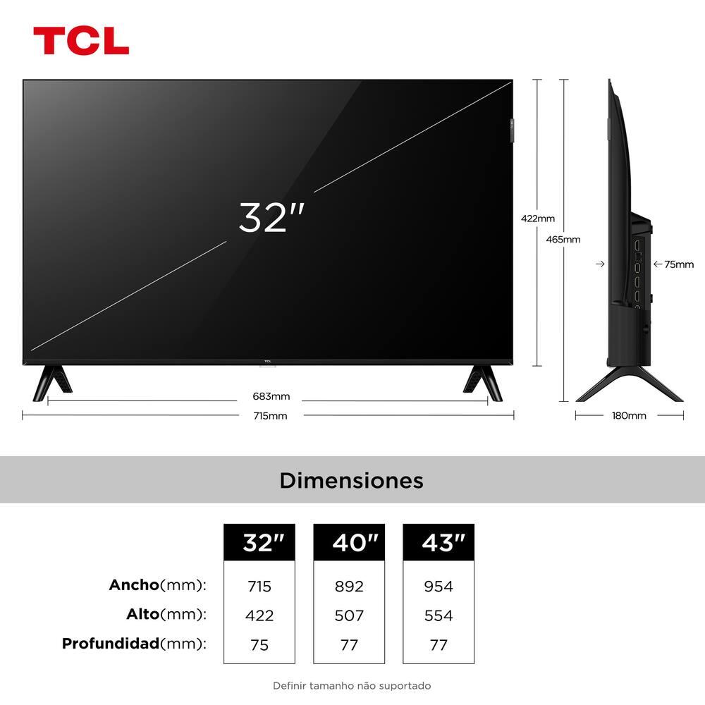 Smart TV 32” FHD TCL 32S5K QLED Dolby Audio Google TV - 7