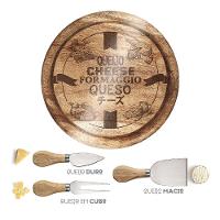 Conjunto para Queijo com Tábua de Decoração Euro Home Madeira/Vidro/Inox - 4 Peças - 2