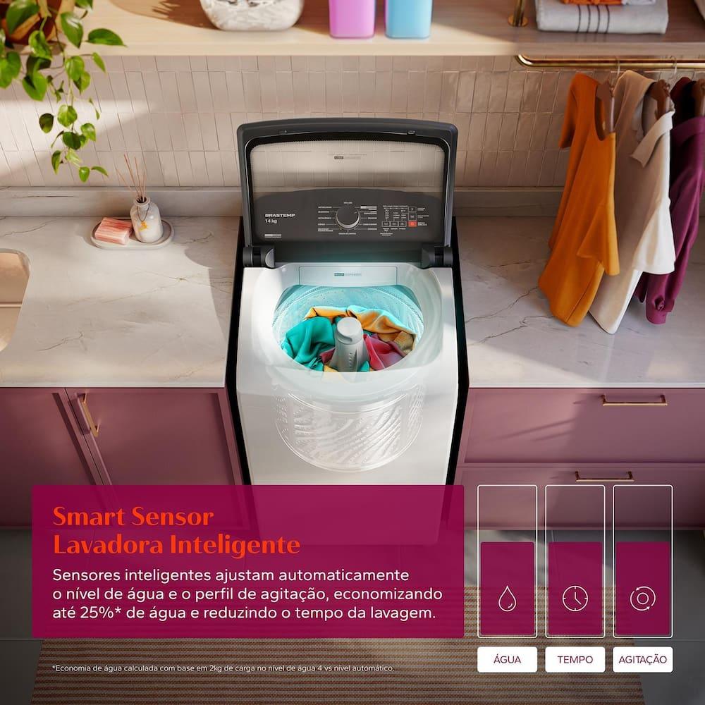 Máquina de Lavar Brastemp BWF14AB 14kg Smart Sensor Ciclo Tira Mancha Cesto Inox Branca - 9