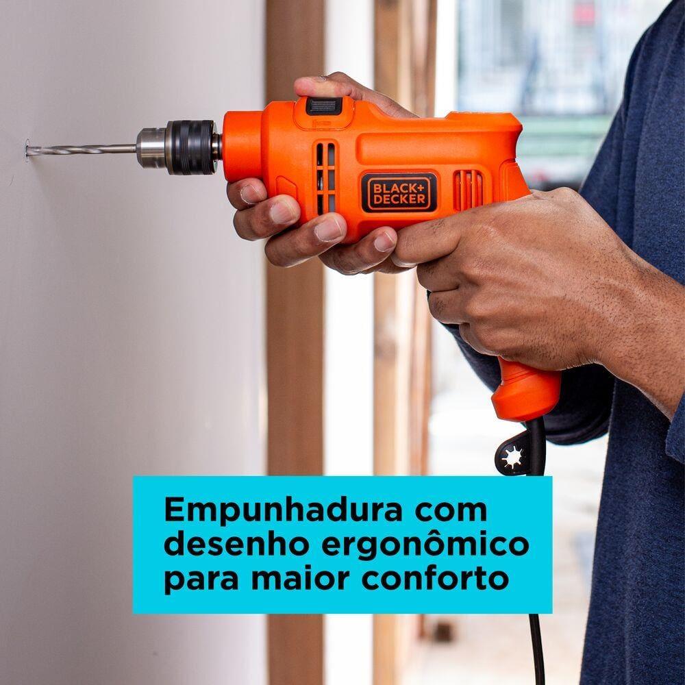Furadeira de Impacto Black+Decker BED710450 3/8” 450W Empunhadura Ergonômica Gatilho Anatômico Laranja e Preta - 7