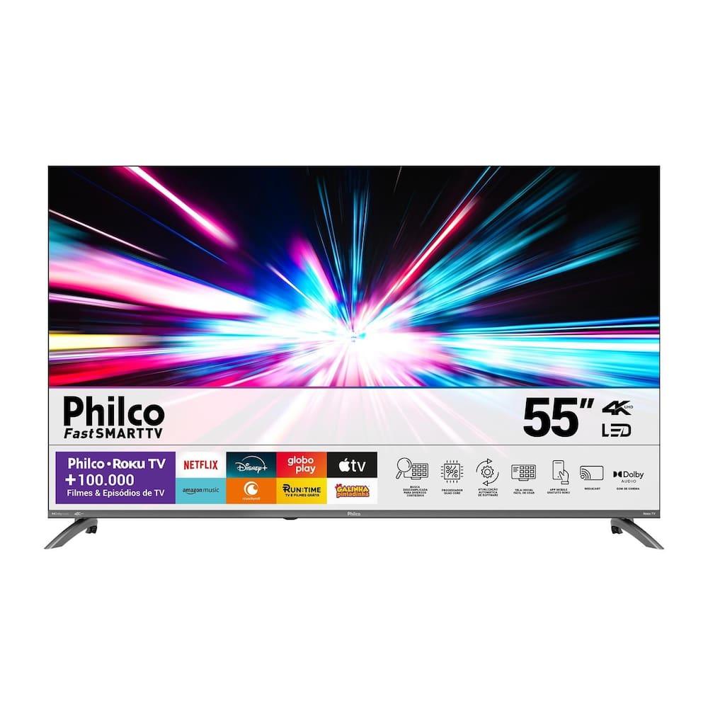 Smart TV Philco 55" 4K UHD P55CRA Roku TV Dolby Audio Quad Core Space Gray - 3