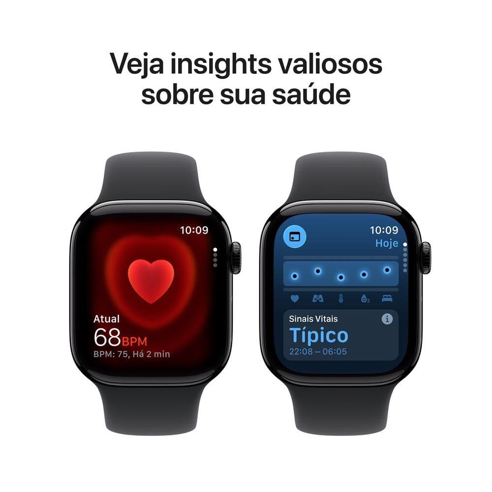 Apple Watch Series 11 GPS 42mm Preto Brilhante Pulseira M/G Esportiva Preta - 5