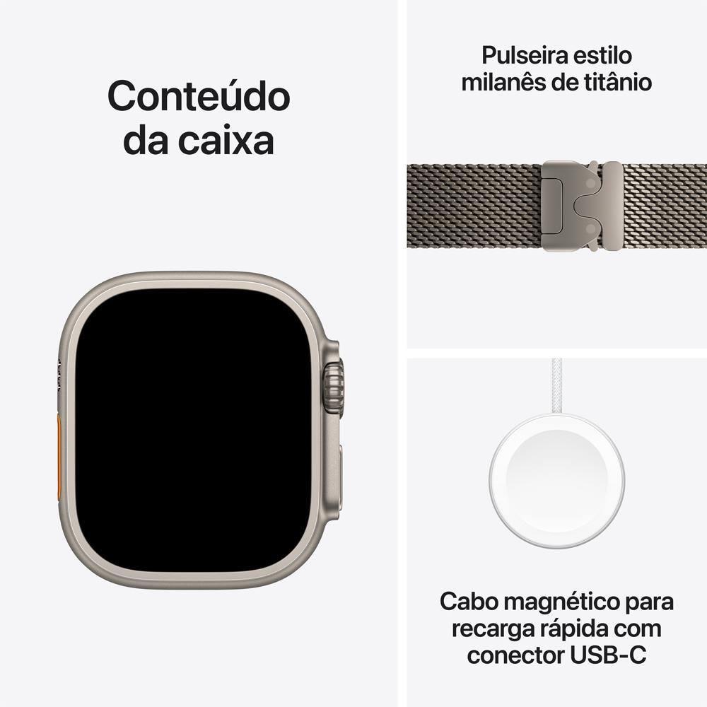 Apple Watch Ultra 3 GPS+ Cellular 49mm Pulseira Milanês P Natural - 8