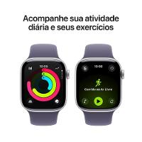 Apple Watch Series 11 GPS+ Cellular 42mm Prateada Pulseira P/M Esportiva Roxo-Névoa