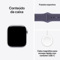 Apple Watch Series 11 GPS+ Cellular 42mm Prateada Pulseira M/G Esportiva Roxo-Névoa - 9