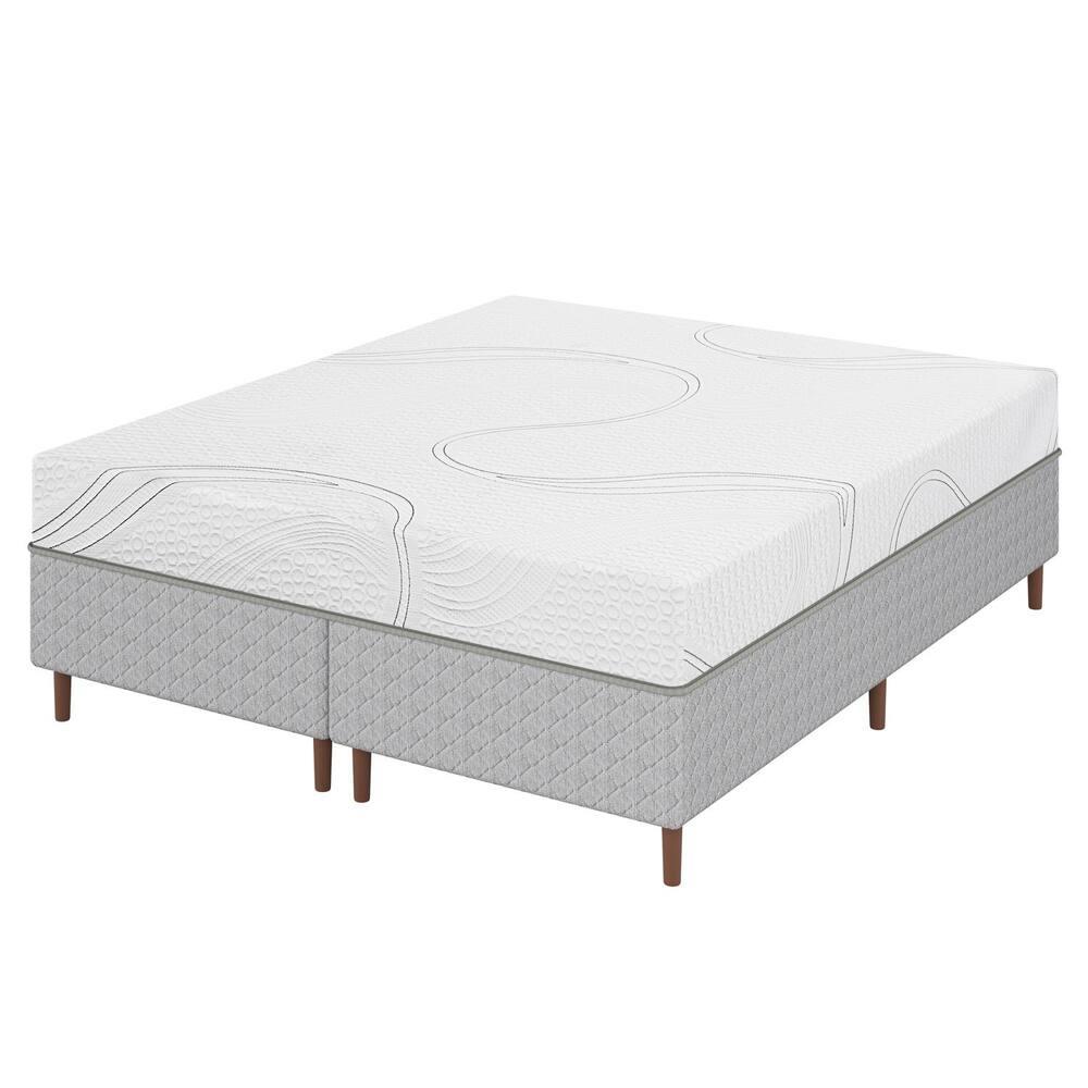 Colchão Bartira Viena Queen Size + Cama Box Queen Bipartida Umaflex Loreto Cinza - 1
