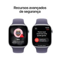 Apple Watch Series 11 GPS 46mm Prateado Pulseira P/M Esportiva Roxo-Névoa - 6