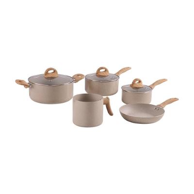 Jogo de Panelas de Indução Brinox Ceramic Life Smart Plus 5 Peças Antiaderente Tampas de Vidro Areia