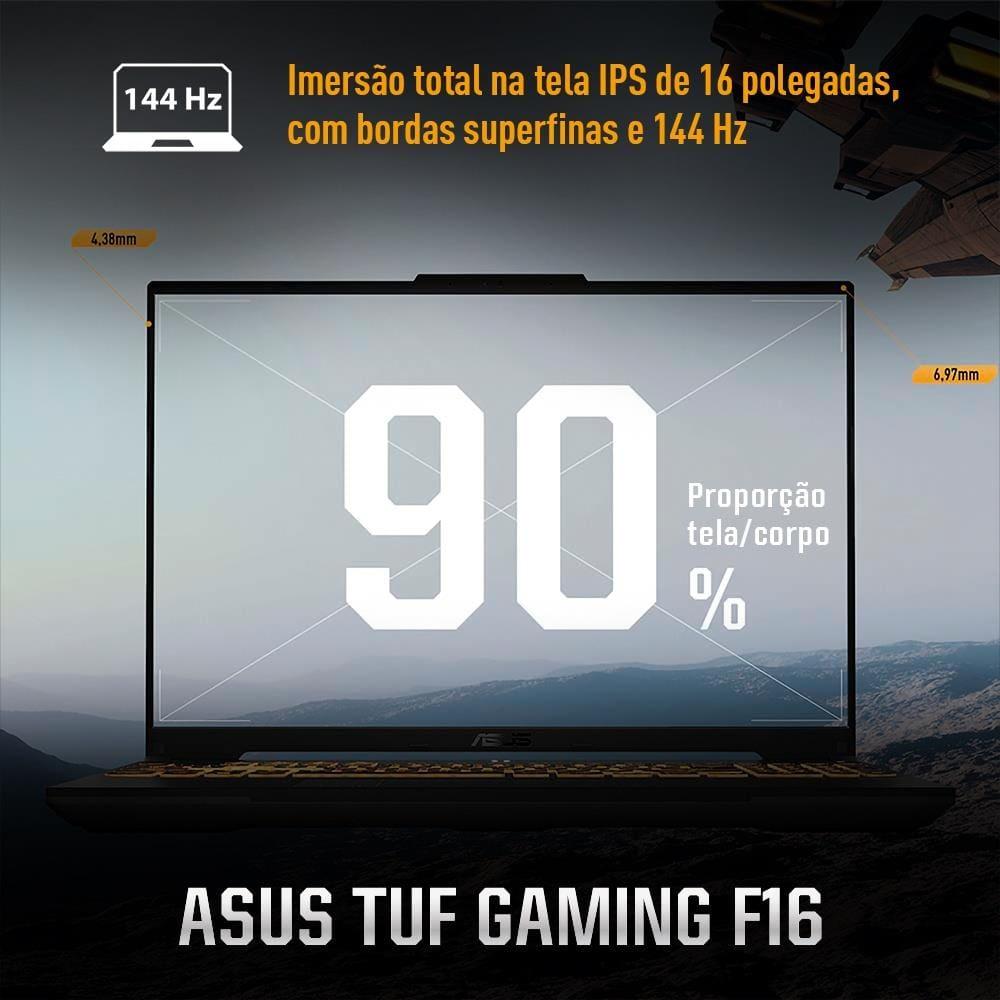 Notebook Gamer 16” Asus TUF Gaming F16 FX607VJ-RL002 Intel Core 5 210H 8GB RAM 512GB SSD RTX 3050 Mecha Gray - 7