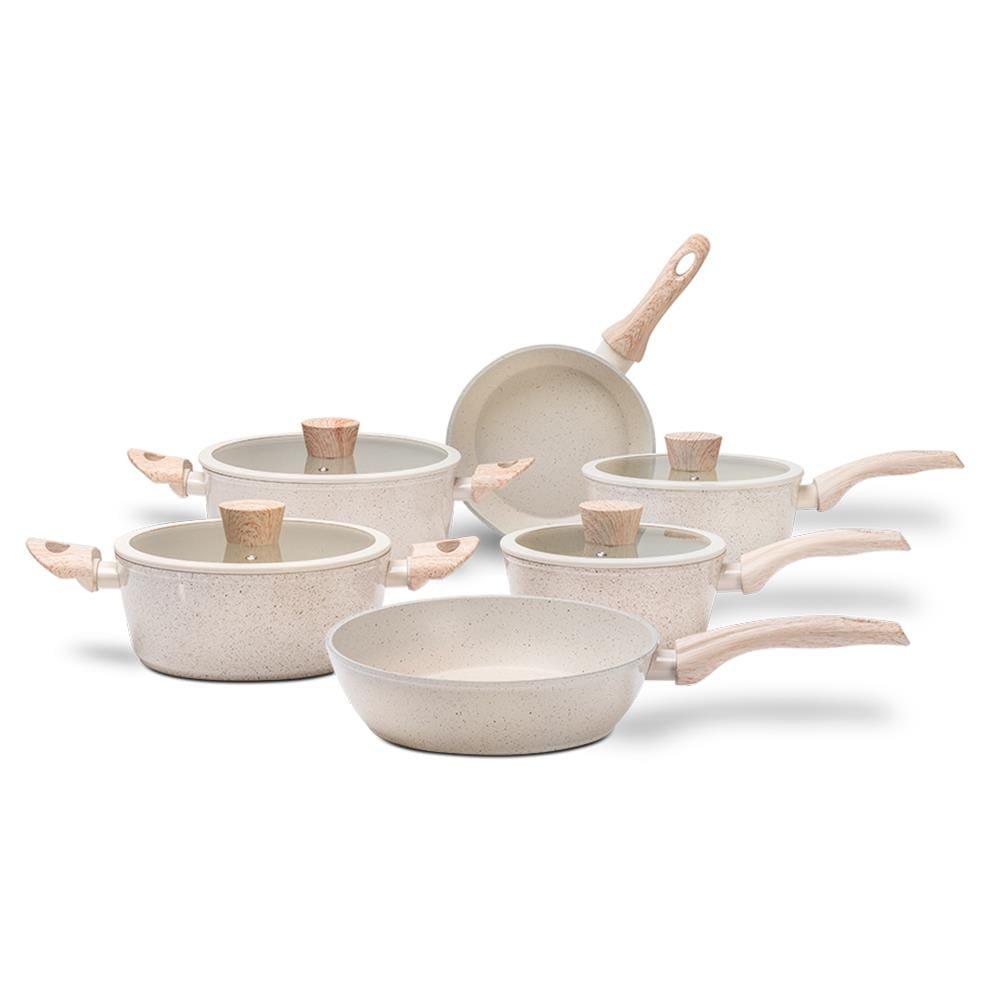 Jogo de Panelas Brinox Ceramic Life 6 Peças Sirius Antiaderente Indução Vanilla - 1