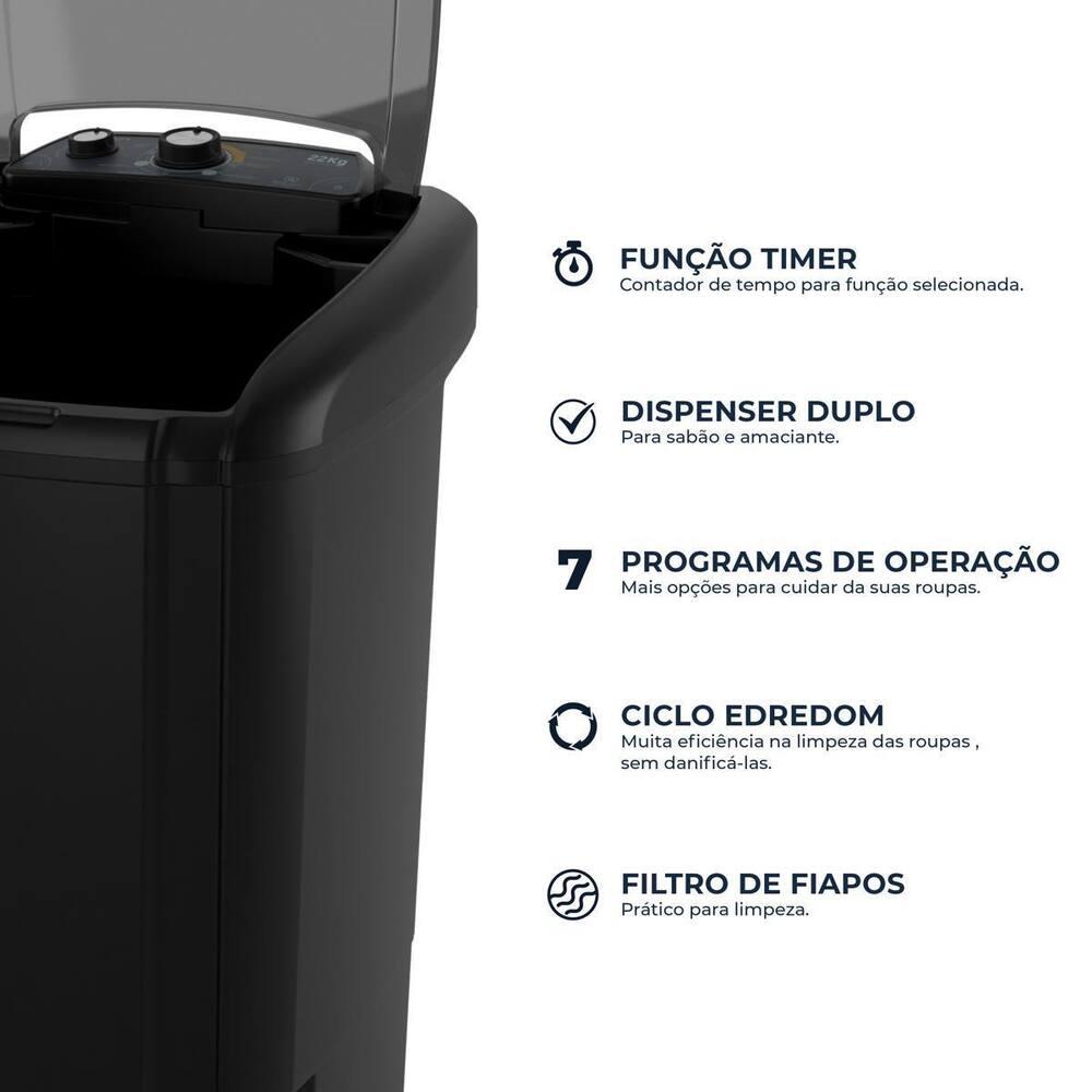 Lavadora de Roupas Britânia BLT22P Semi Automática 22kg Preta - 5