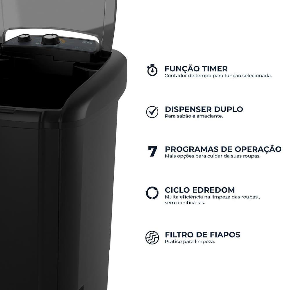 Lavadora de Roupas Britânia BLT22P Semi Automática 22kg Preta - 5