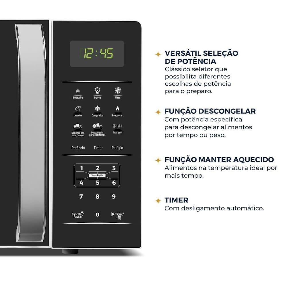 Micro-ondas Britânia BMO23 20L Limpa Fácil 1100W Preto/Branco - 5