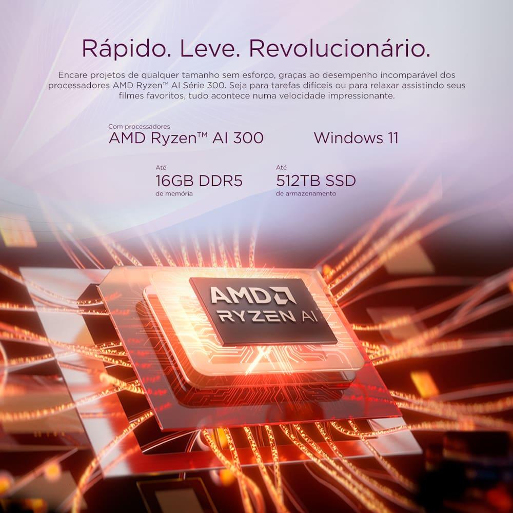 Notebook Lenovo 14” Ideapad Slim 5 83NJ0002BR Windows 11 AMD Ryzen AI 5 330 16GB RAM e 512GB SSD Luna Gray - 9