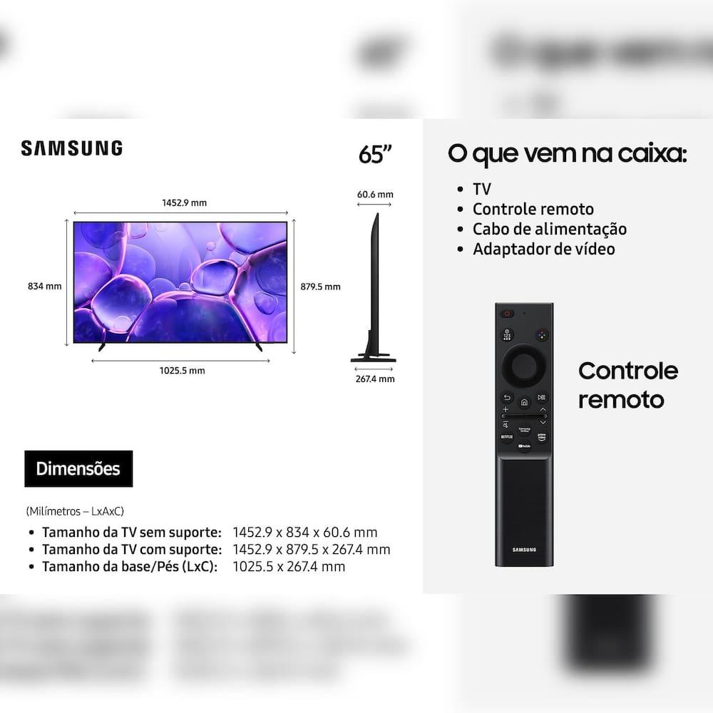 Smart TV Samsung 65" 4K Crystal UHD UN65U8100FGXZD HDR10+ Gaming Hub Design Slim Preto - 9