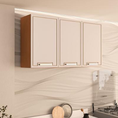 Armário Aéreo Politorno Amara 3 Portas Pintura UV Creme/Freijó