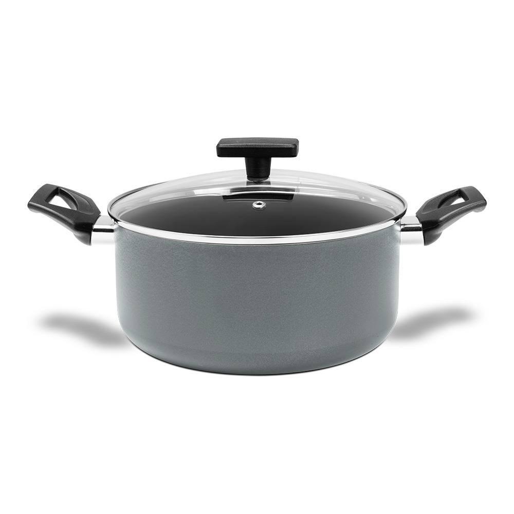 Caçarola Brinox Preserve Ceramic Life Antiaderente 4,7L 24cm Tampa de Vidro Cinza - 1