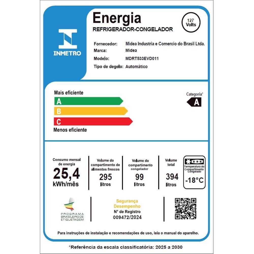 Geladeira Midea Frost Free Duplex 394L Inverter Branca - 5