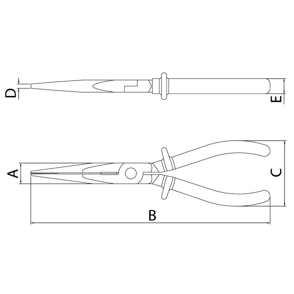 Alicate de Bico Meia Cana Tramontina 8” Bico Longo e Cabo Isolado - Amarelo - 2