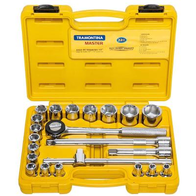 Jogo de Soquetes Sextavados Tramontina 1/2" com Acessórios + Maleta