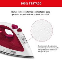 Ferro a Vapor Arno Essentialgliss FMQ 1200W Base Antiaderente Vermelho - 7