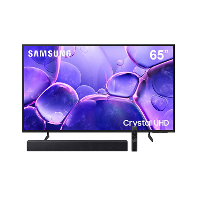 Smart TV 65" 4K Samsung 65U8600F Crystal HDR Tizen Alexa Gaming + Soundbar Samsung HW-B400F/ZD 40W Bluetooth 2.0 Woofer Titan Black