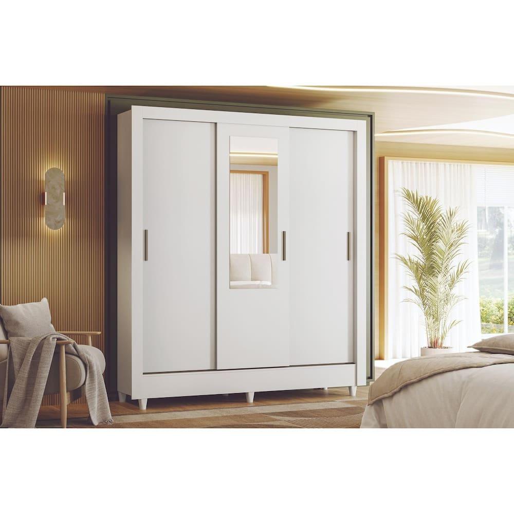 Guarda Roupa Santos Andirá Lisboa 3 Portas Deslizantes com Espelho - 1