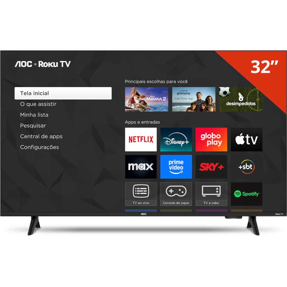 Smart TV 32" HD AOC 32S5155/78G Roku TV Wi-Fi Dolby Audio Preta - 4