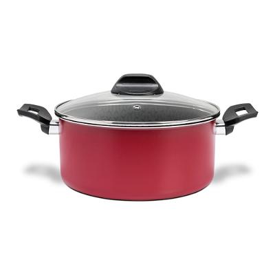 Caçarola Brinox Anis Pro-Flon Antiaderente 4,3L 24cm Tampa de Vidro Borgonha