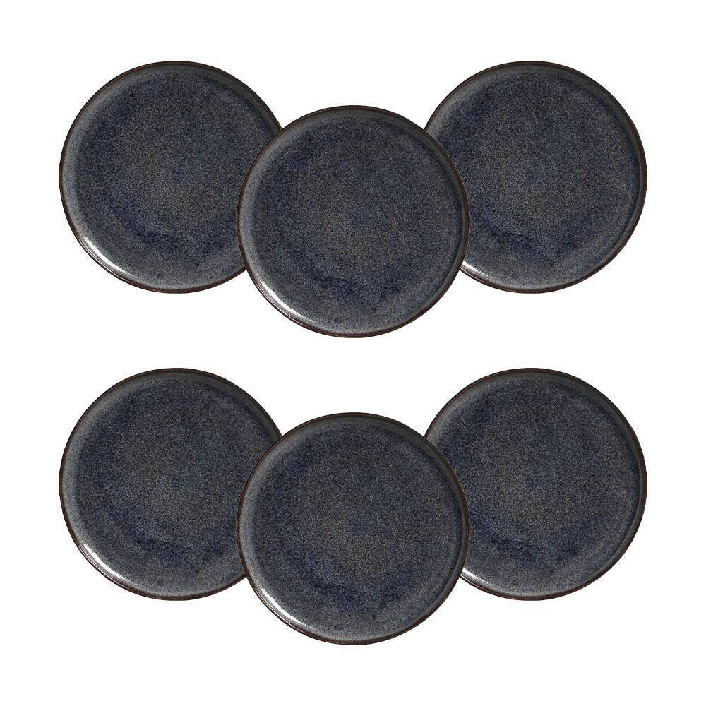 Conjunto de Pratos Rasos Porto Brasil Bio Titanium Azul Escuro 29cm - 6 Peças - 1