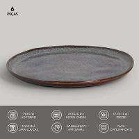 Conjunto de Pratos Rasos Porto Brasil Bio Titanium Azul Escuro 29cm - 6 Peças - 3