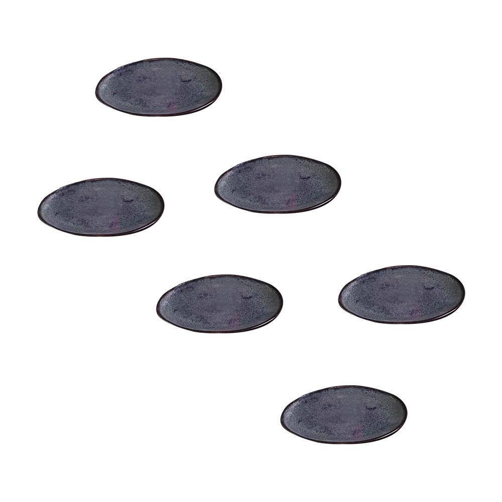 Conjunto de Pratos de Sobremesa Ovais Porto Brasil Orgânico Titanium 22,5cm - 6 peças - 1