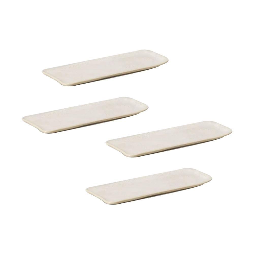 Conjunto de Travessas Retangulares Pequenas Porto Brasil Orgânico Latte 22x9,5cm - 4 Peças - 1