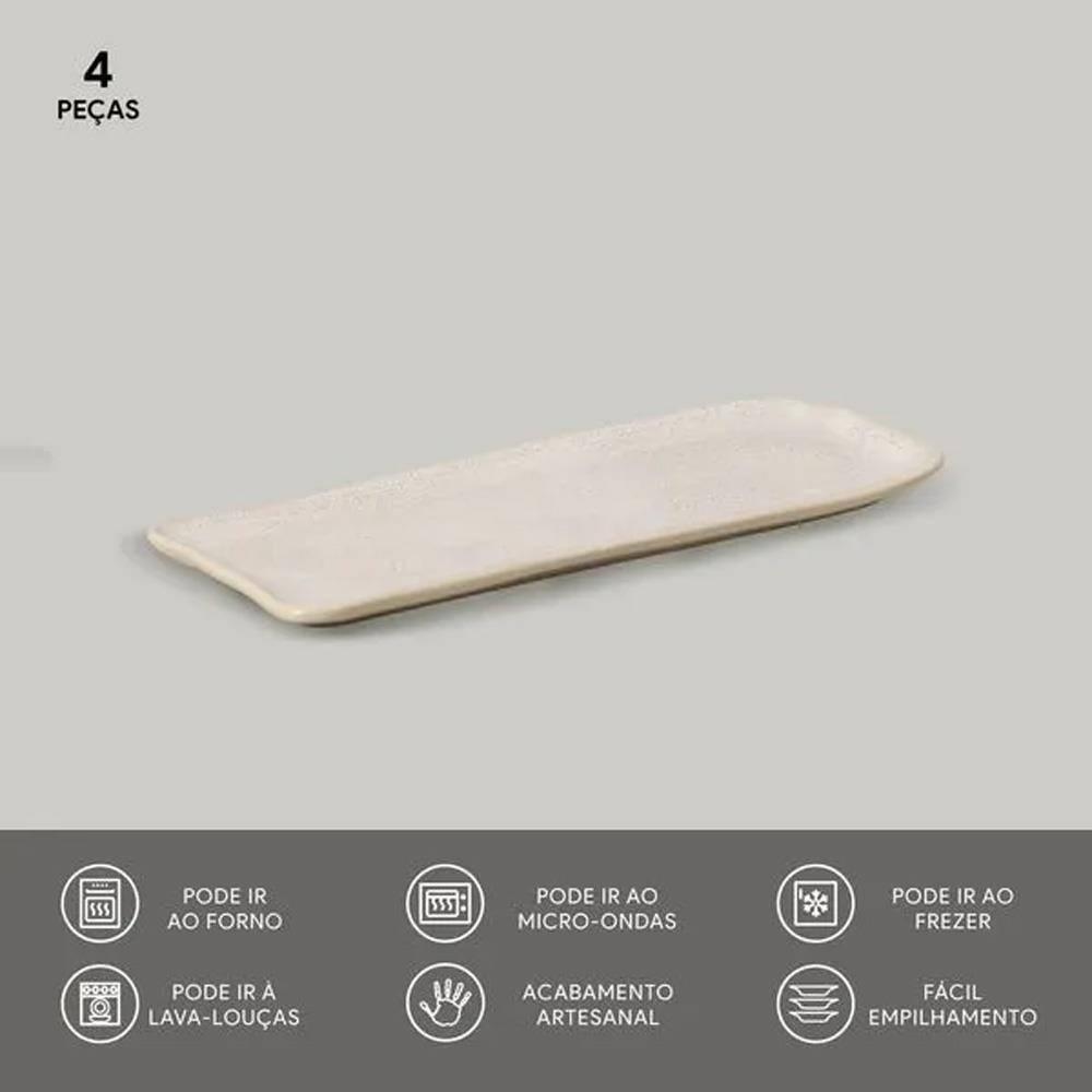 Conjunto de Travessas Retangulares Pequenas Porto Brasil Orgânico Latte 22x9,5cm - 4 Peças - 3