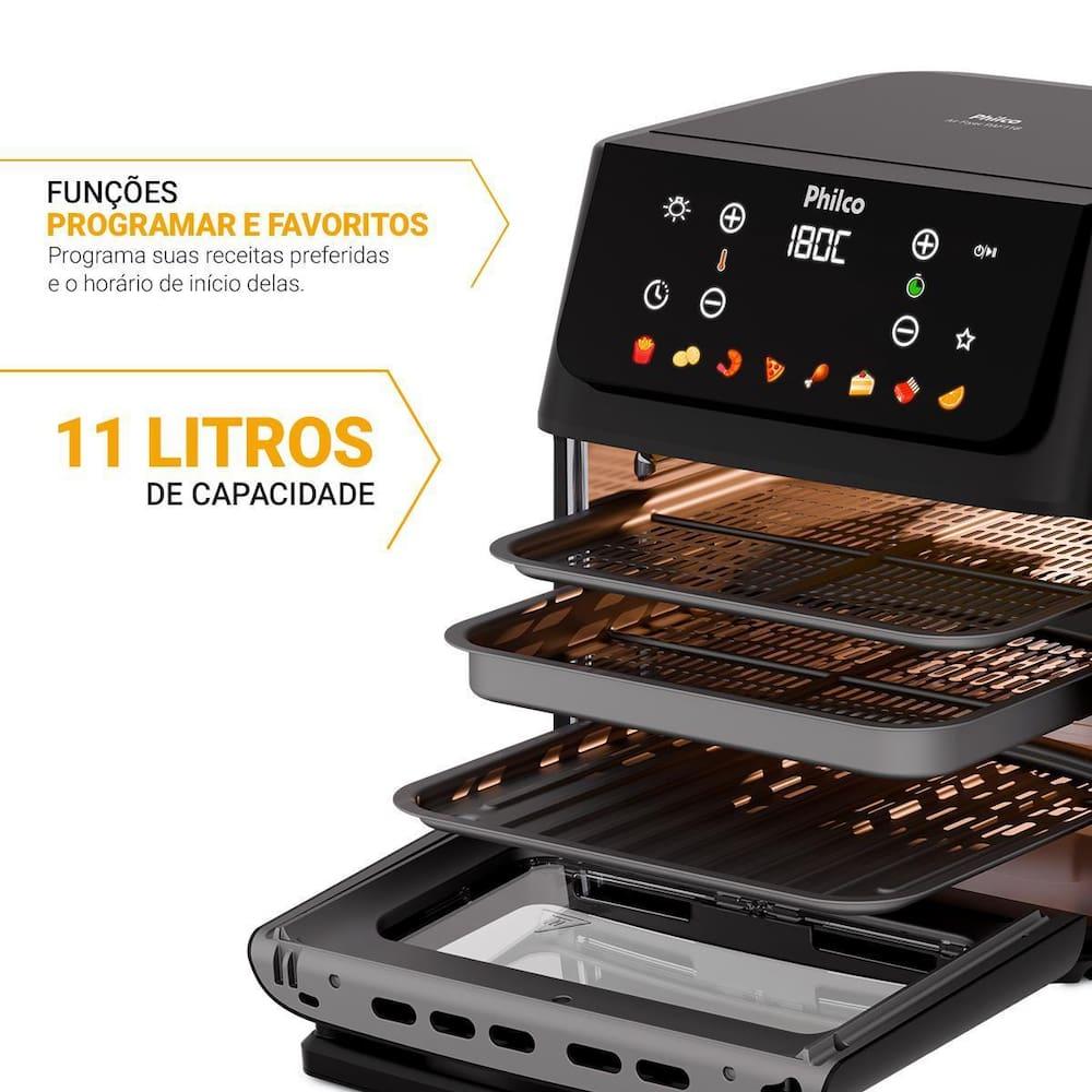 Fritadeira Elétrica Air Fryer Philco Oven PAF11B Visor Removível Preta - 5