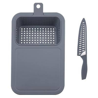 Tábua de Corte Dynasty Easy com Faca 42,7x27,7cm Cinza