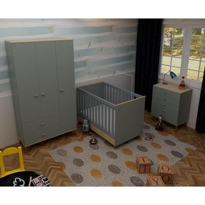 Quarto Infantil Completo Bartira Ternura Guarda-Roupa 3 Portas 2 Gavetas Cômoda 5 Gavetas Berço Conversível