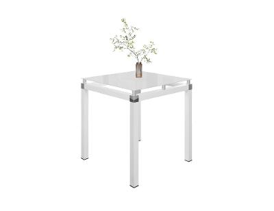 Mesa Artefamol Harpia Quadrada Vidro Temperado Aço Epóxi 4 Lugares Branca