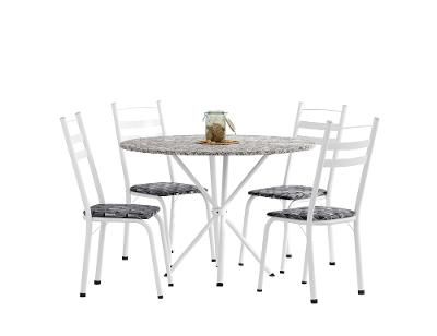 Conjunto de Mesa com 4 Cadeiras Artefamol Sabiá Redonda Granito Aço Courvin