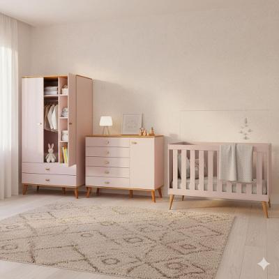 Conjunto Infantil Ternura com Berço 2 em 1, Guarda-Roupa, Cômoda e Colchão Herval