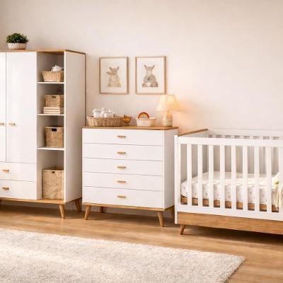 Conjunto Infantil Bartira Ternura: Guarda-Roupa, Cômoda, Berço 2 em 1 e Colchão Herval D18