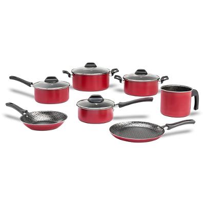 Jogo de Panelas 7 Peças Brinox Anis Antiaderente Pro-Flon Borgonha