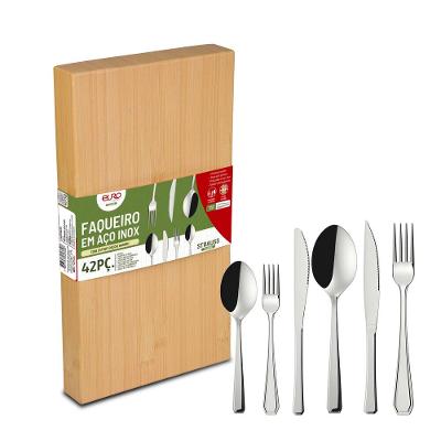 Faqueiro Euro Home Strauss Classic FQM42C 42 Peças Aço Inox Cabo Decorado Serve 6 Pessoas