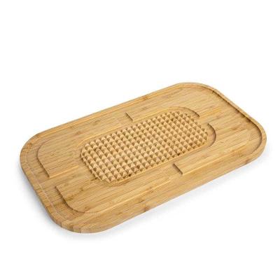 Tábua de Corte Euro Home Retangular 50x30cm Sulcos Bambu Natural