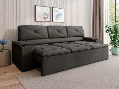 Sofá 3 Lugares NextSofás Joy Velosuede Retrátil Reclinável com Porta Copos