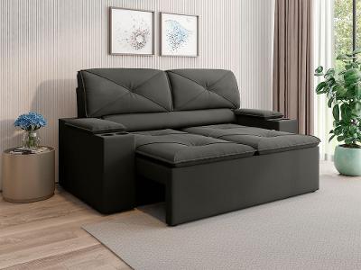 Sofá 2 Lugares NextSofás Joy Velosuede Retrátil Reclinável com Porta Copos