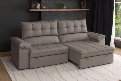 Sofá 5 Lugares Luizzi Capri Slim Retrátil Reclinável Suede 250cm