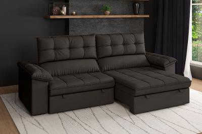 Sofá 5 Lugares Luizzi Capri Slim Retrátil Reclinável Suede 250cm